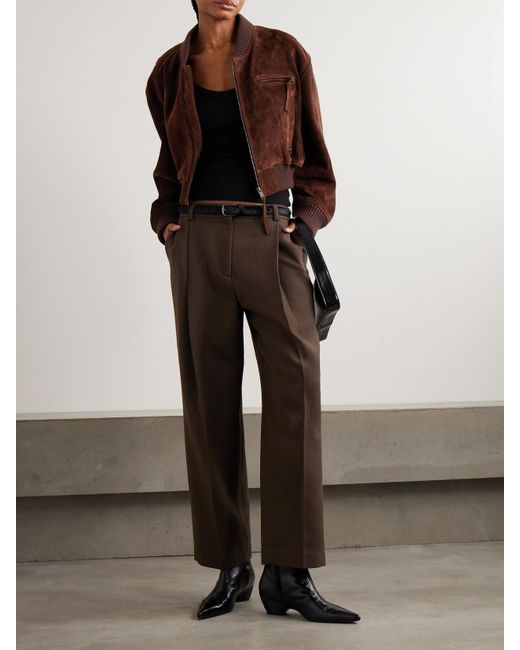 Arma Brown Elettra Cropped Suede Bomber Jacket