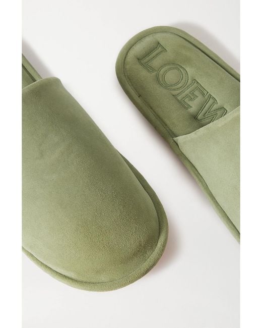 Loewe Green Suede Slippers