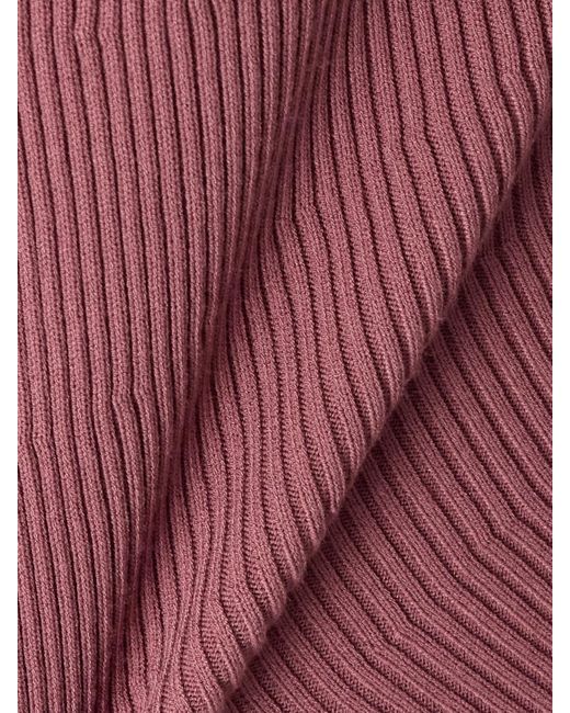 Rick Owens Pink Babel Asymmetric Ribbed-Knit Sweater