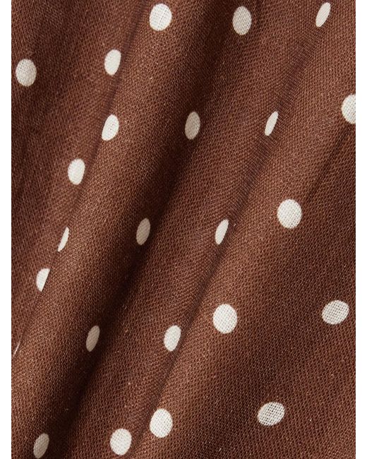 Cara Cara Brown Josephine Polka-Dot Linen Wide-Leg Pants