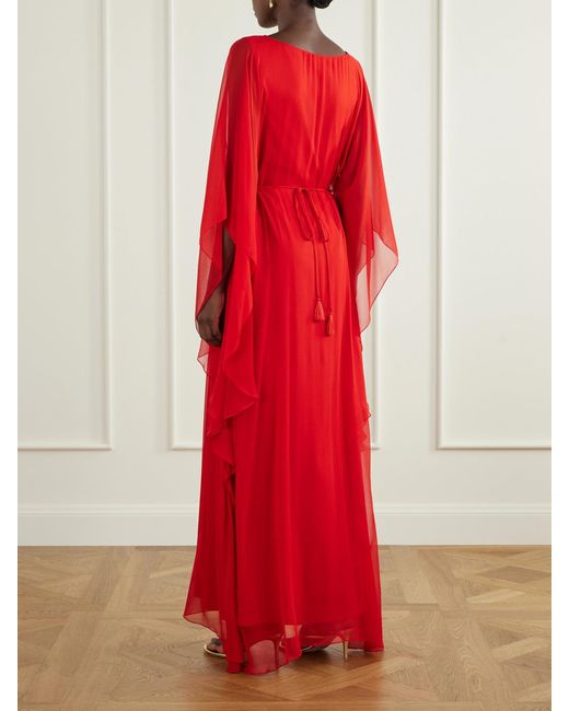 ANDRES OTALORA Red Gesto Continuo Silk-Chiffon Maxi Dress
