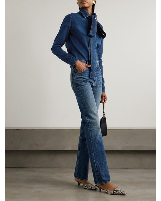 Loewe Blue Pussy-Bow Denim Shirt