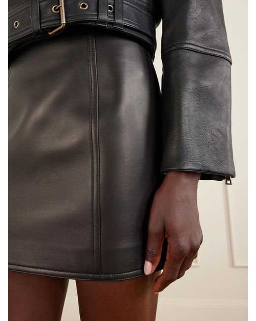 Balmain Black Paneled Leather Mini Skirt