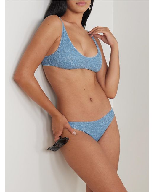 Oseree Blue Lumière Sporty Metallic Bikini