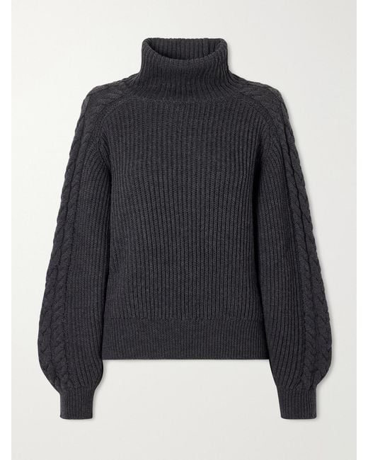 Joseph Blue Alodina Ribbed Wool Turtleneck Sweater