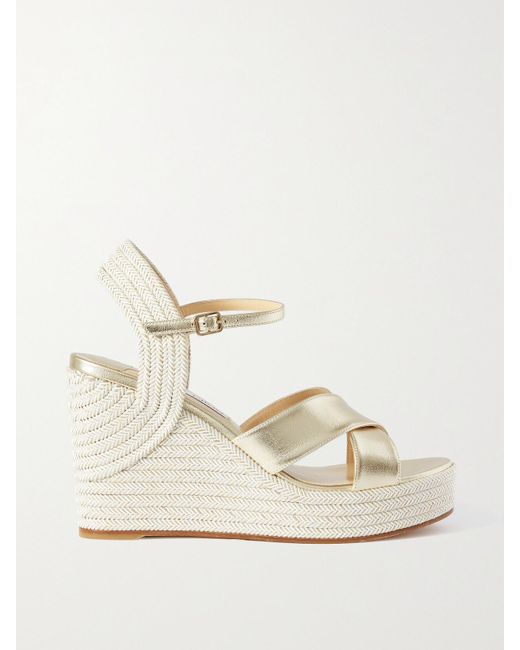 Jimmy Choo Natural Dellena 100 Espadrille-Wedges Aus Metallic-Leder