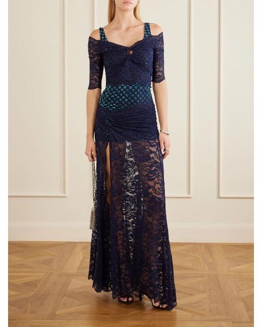 Rabanne Blue Devoré Lace Blouse