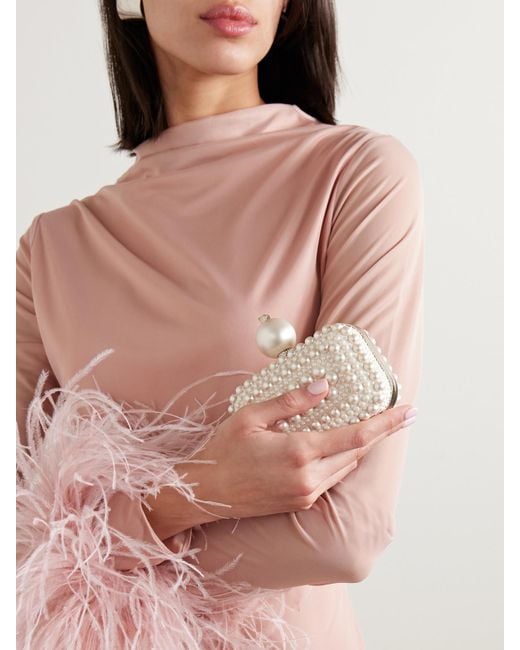Jimmy Choo Natural Cloud Micro Embellished Satin Clutch