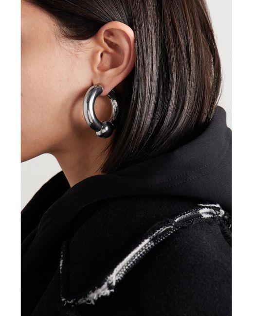 Balenciaga White Mega-Tone Hoop Earrings