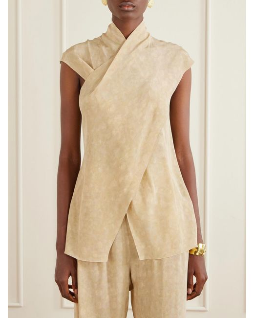 Cortana Natural Cassiopea Silk-Crepe Blouse