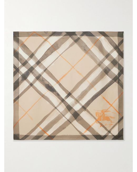Burberry Natural Tuch Aus Bedrucktem Seiden-Twill