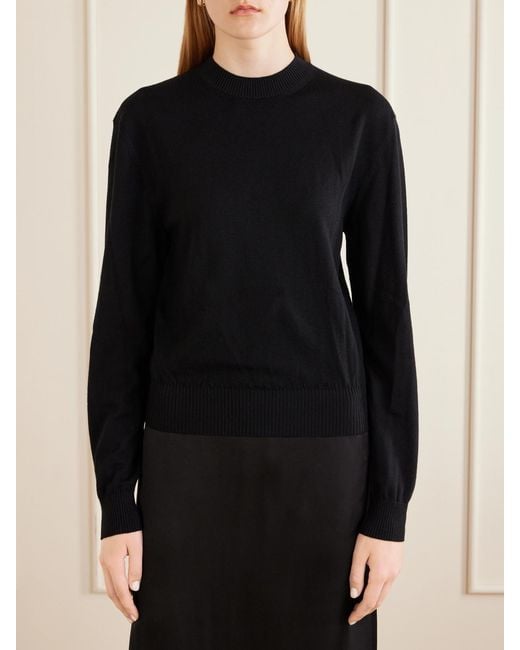 Lanvin Black Bow-Detailed Wool-Blend Cardigan