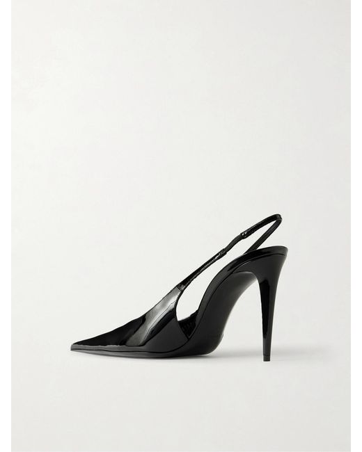 Saint Laurent Black Guermantes Patent-Leather Slingback Pumps