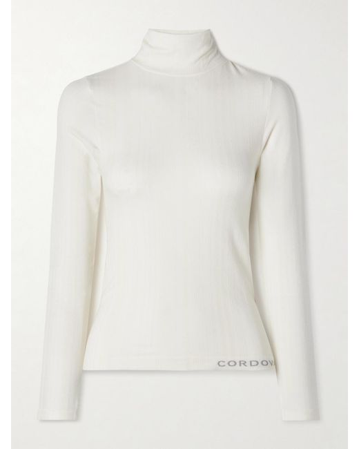 CORDOVA White Sol Ribbed Stretch-Jersey Turtleneck Top