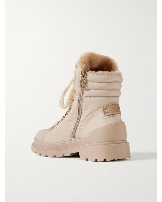 Bogner Natural St. Moritz 14 Shearling-Lined Leather Ankle Boots