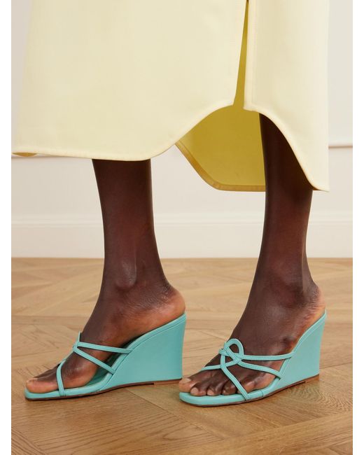 Maryam Nassir Zadeh Blue 70 Opera Leather Wedge Sandals