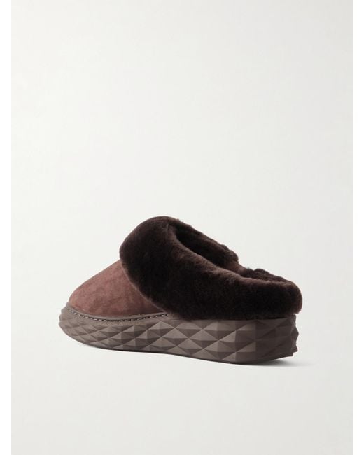 Jimmy Choo Brown Diamond Slippers Aus Shearling