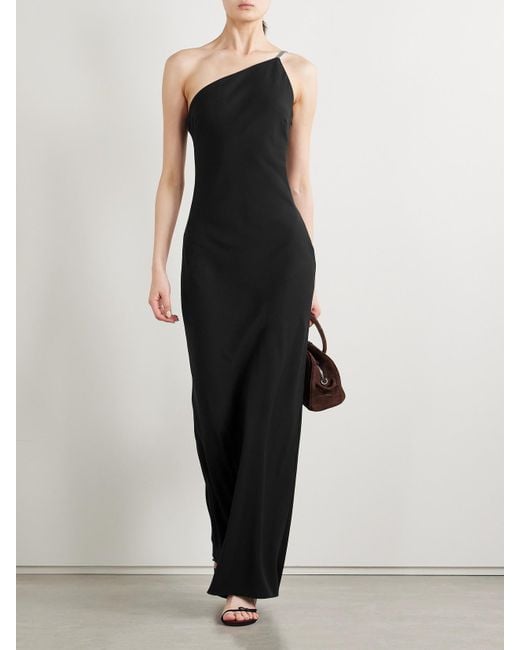 Staud Black Elodie Schulterfreie Robe Aus Crêpe Mit Kristallen