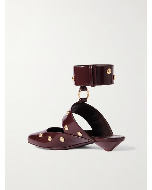 Chloé Red Jade Studded Leather Pumps
