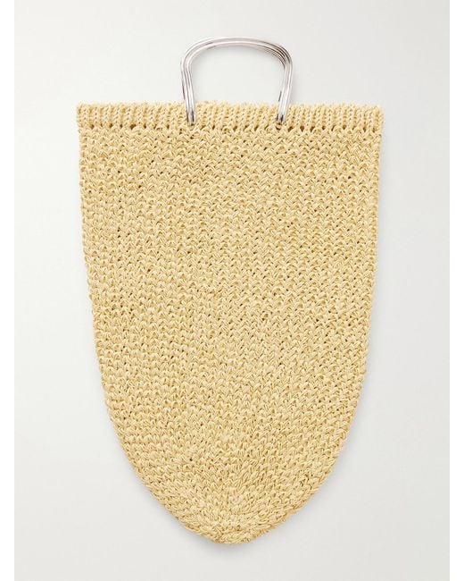 Tory Burch Metallic Woven Raffia Tote Bag