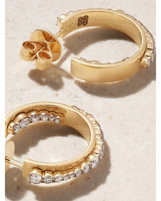 Ileana Makri Natural Inside Out Ripple 18-Karat, Rhodium-Plated And Diamond Hoop Earrings