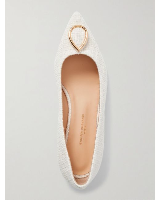 JENNIFER CHAMANDI Natural Lorenzo 20 Embellished Tweed Point-Toe Pumps