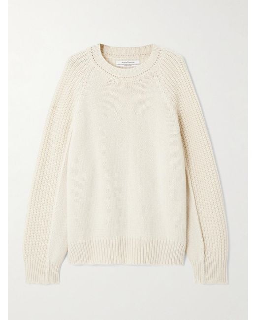 Another Tomorrow Natural Oversized Ribbed Recycled Cashmere And Wool-Blend Sweater