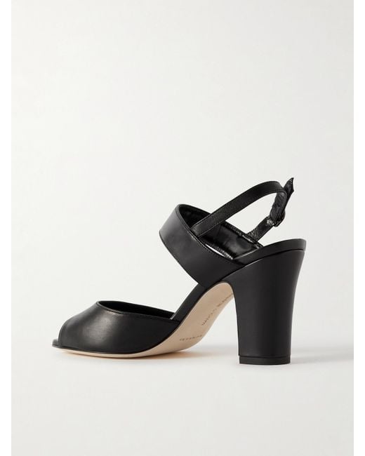 Manolo Blahnik Black Khiko 90 Slingback-Sandalen Aus Leder