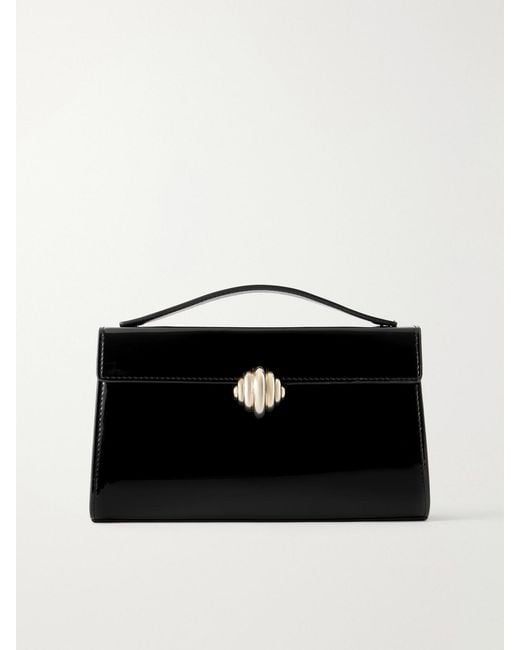 Aquazzura Black Alex Patent-Leather Clutch