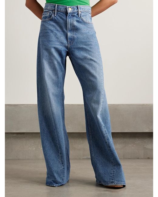 Mother Blue Snacks! The Lemon Twist Mid-Rise Wide-Leg Jeans