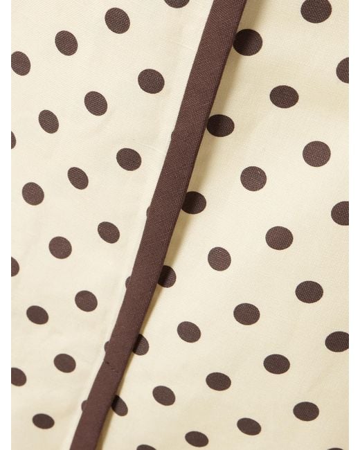 Posse Natural Bowie Wrap-Effect Polka-Dot Linen And Cotton-Blend Midi Skirt