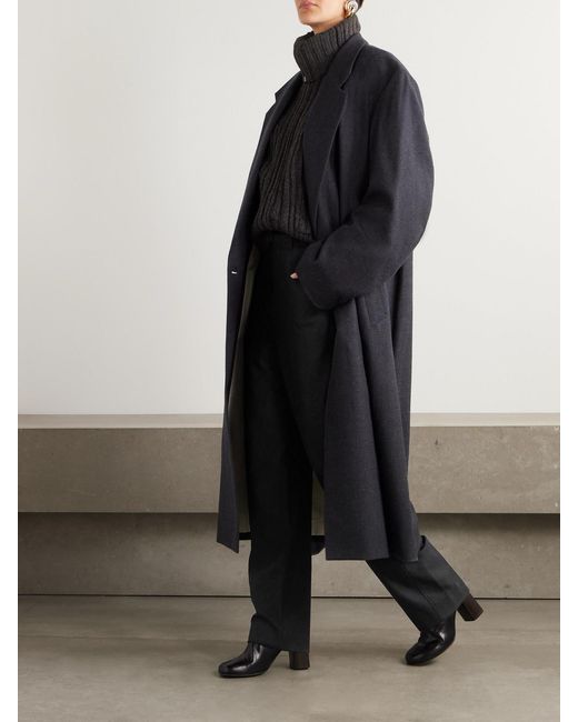 Lemaire Black Belted Pleated Cashmere-Blend Tapered Pants