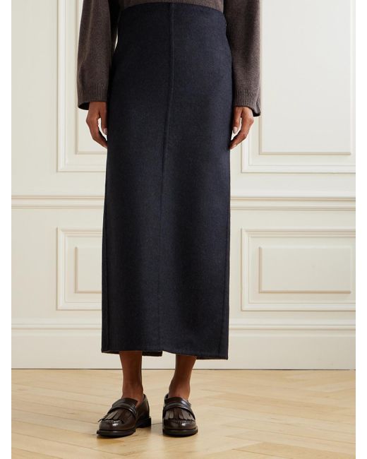 Brunello Cucinelli Blue Wool Midi Skirt