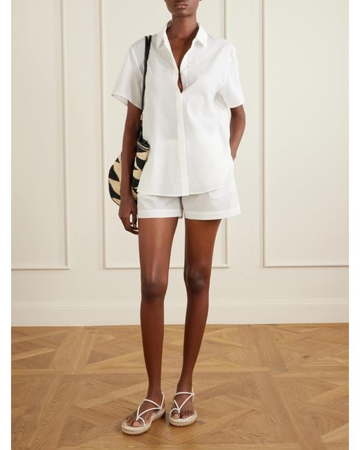 Lido White Cotton-Poplin Shorts