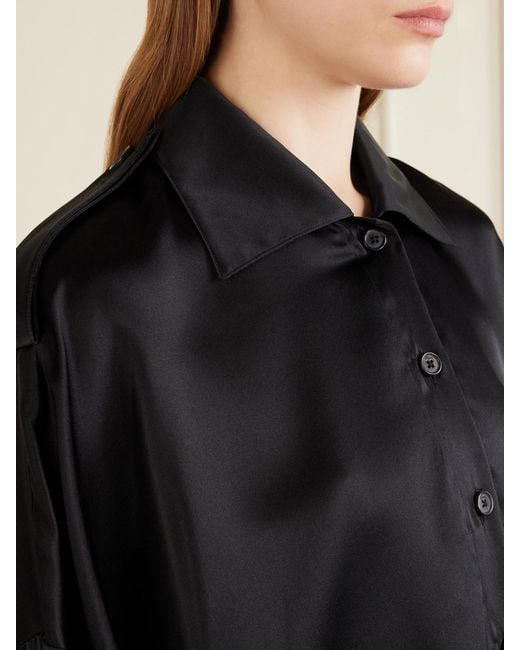 Khaite Black Bodine Silk-Satin Shirt