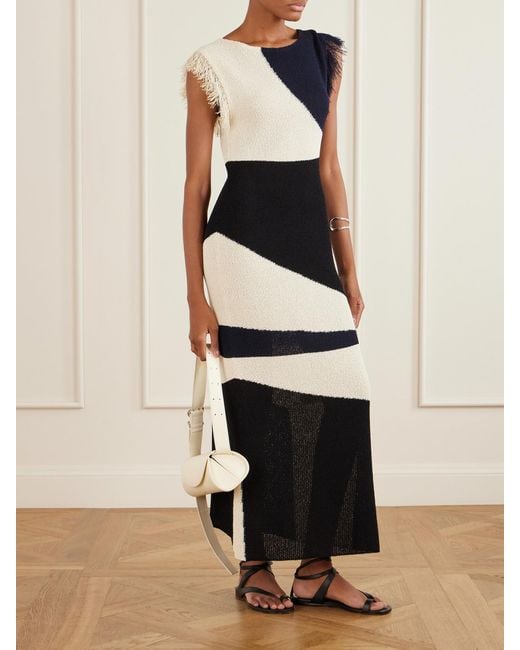 Proenza Schouler White Saskia Intarsia-Knit Woven Midi Dress