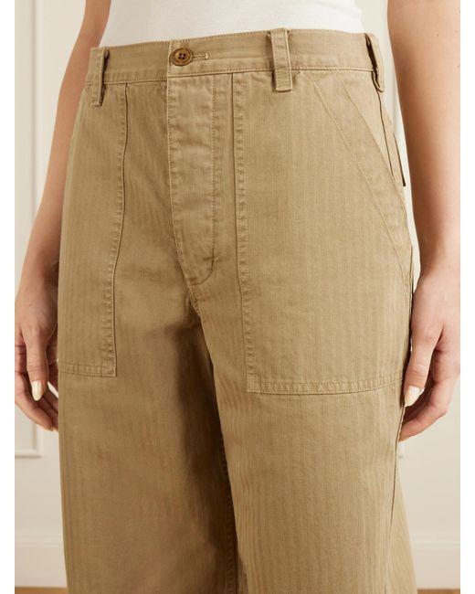 Nili Lotan Natural Earl Herringbone Cotton Straight-Leg Pants