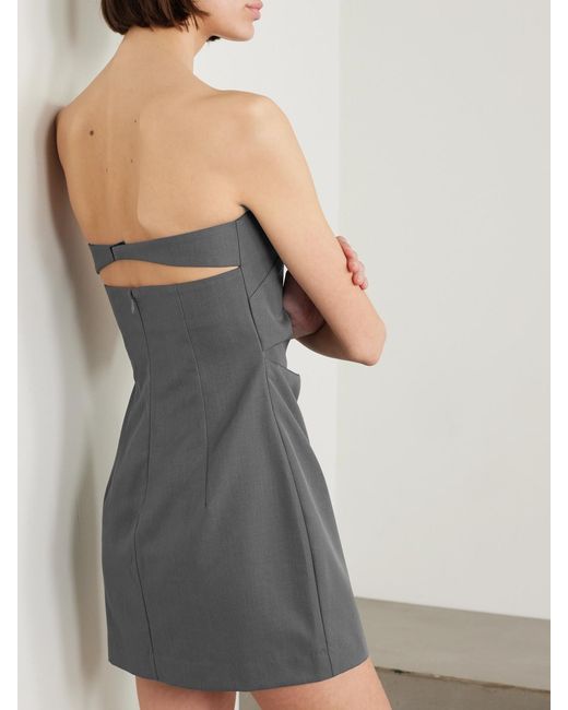St. Agni Gray + Net Sustain Strapless Cutout Wool-blend Twill Mini Dress