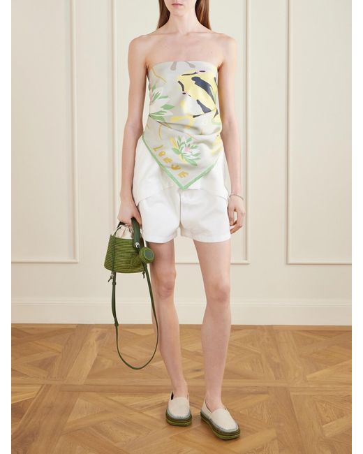 Loewe Green Paula's Ibiza Watering Can Leather-Trimmed Raffia Shoulder Bag