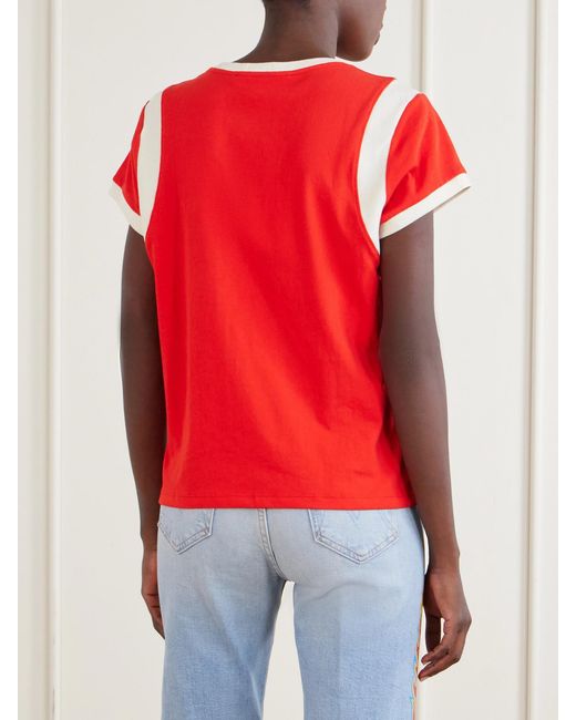 Mother The Boxy Goodie Paneled Embroidered Cotton-Jersey T-Shirt