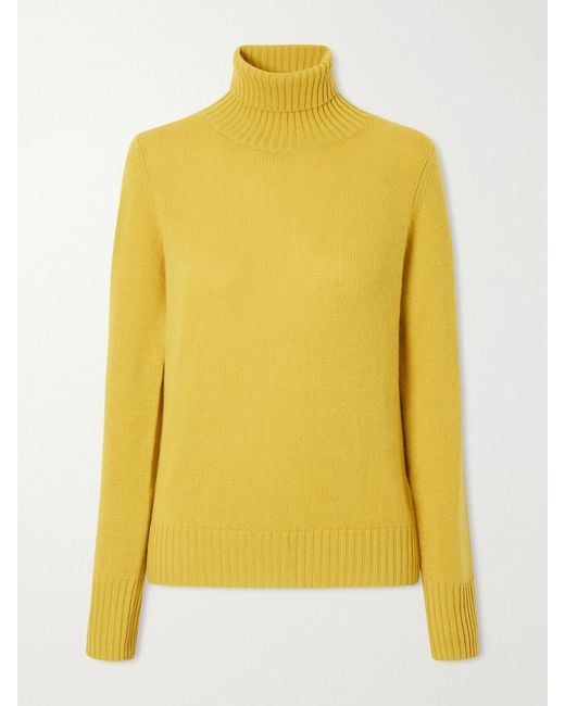 Allude Yellow Turtleneck Cashmere Sweater