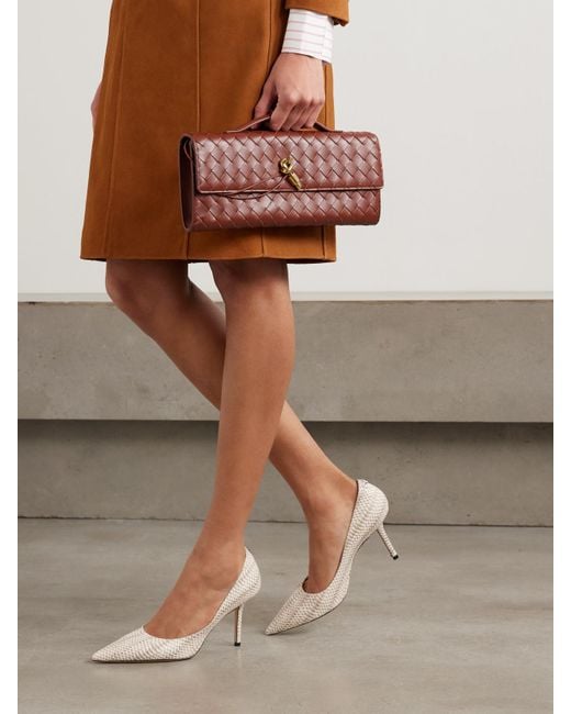 Jimmy Choo Natural Love 85 Snake-Effect Leather Pumps