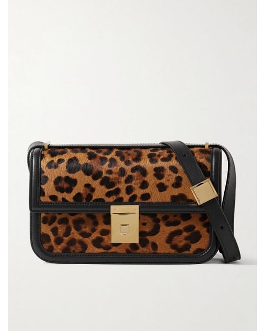 DeMellier London Brown Paris Schultertasche Aus Kalbshaar Mit Leopardenprint Und Leder