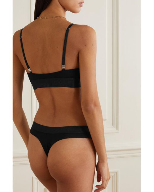 CDLP Black Net Sustain Stretch-Tencel Lyocell Soft-Cup Triangle Bra