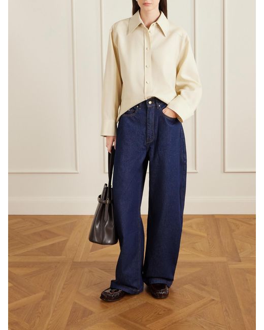 OSSOU Blue Bends High-Rise Barrel-Leg Jeans