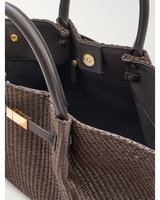 Sac À Main En Raphia À Finitions En Cuir New York Midi DeMellier London en coloris Brown