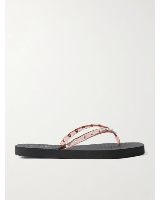Loeffler Randall White Taryn Crystal-Embellished Pvc Flip Flops