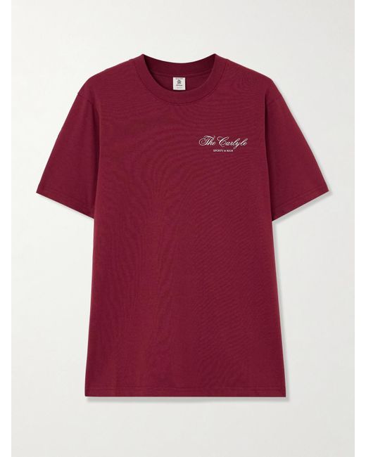 Sporty & Rich Red The Carlyle Printed Cotton-Jersey T-Shirt