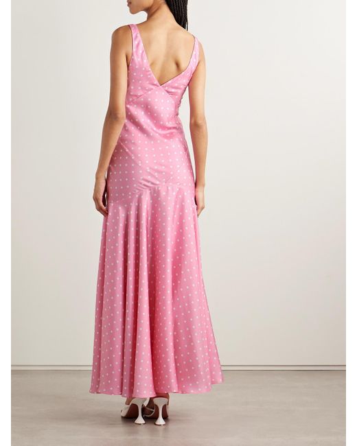 Rodarte Pink Embellished Polka-Dot Silk-Satin Twill Gown