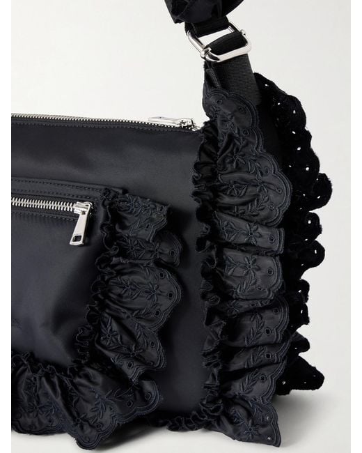 Simone Rocha Black Pillowcase Broderie Anglaise-Trimmed Shell Shoulder Bag